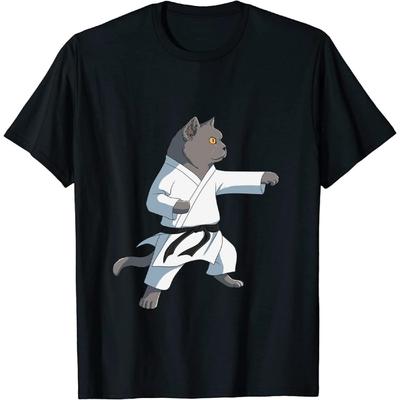 Lustiges Karate Britisch Kurzhaar Katze T-Shirt Sweatshirt Hoodie Tanktop V-Ausschnitt für Männer Frauen Kinder
