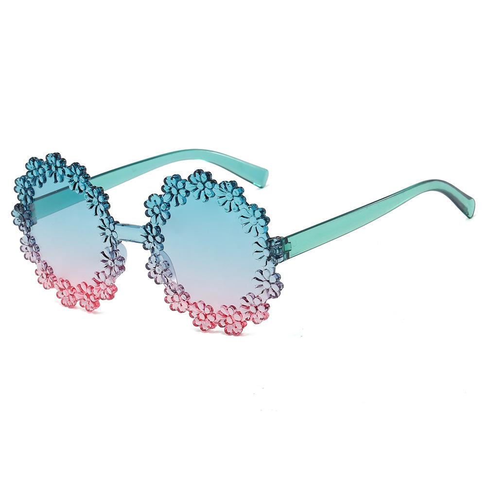 Children s Daisy Flower Round Frame Sunglasses for Beach & Baby Photos