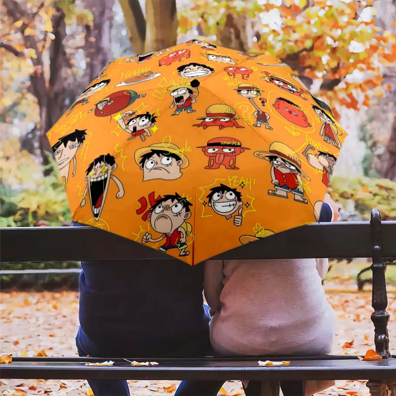 1 PC Automatic Folding Umbrella - Monkey D Luffy Pattern Portable Foldable Design With 8 Ribs Christmas Birthday Gifts