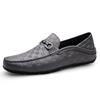 Men's shoes Doudou shoes Loafer leather shoes spring low-top foot set leather embossed first layer cowhide surface flat bottom casual shoes white