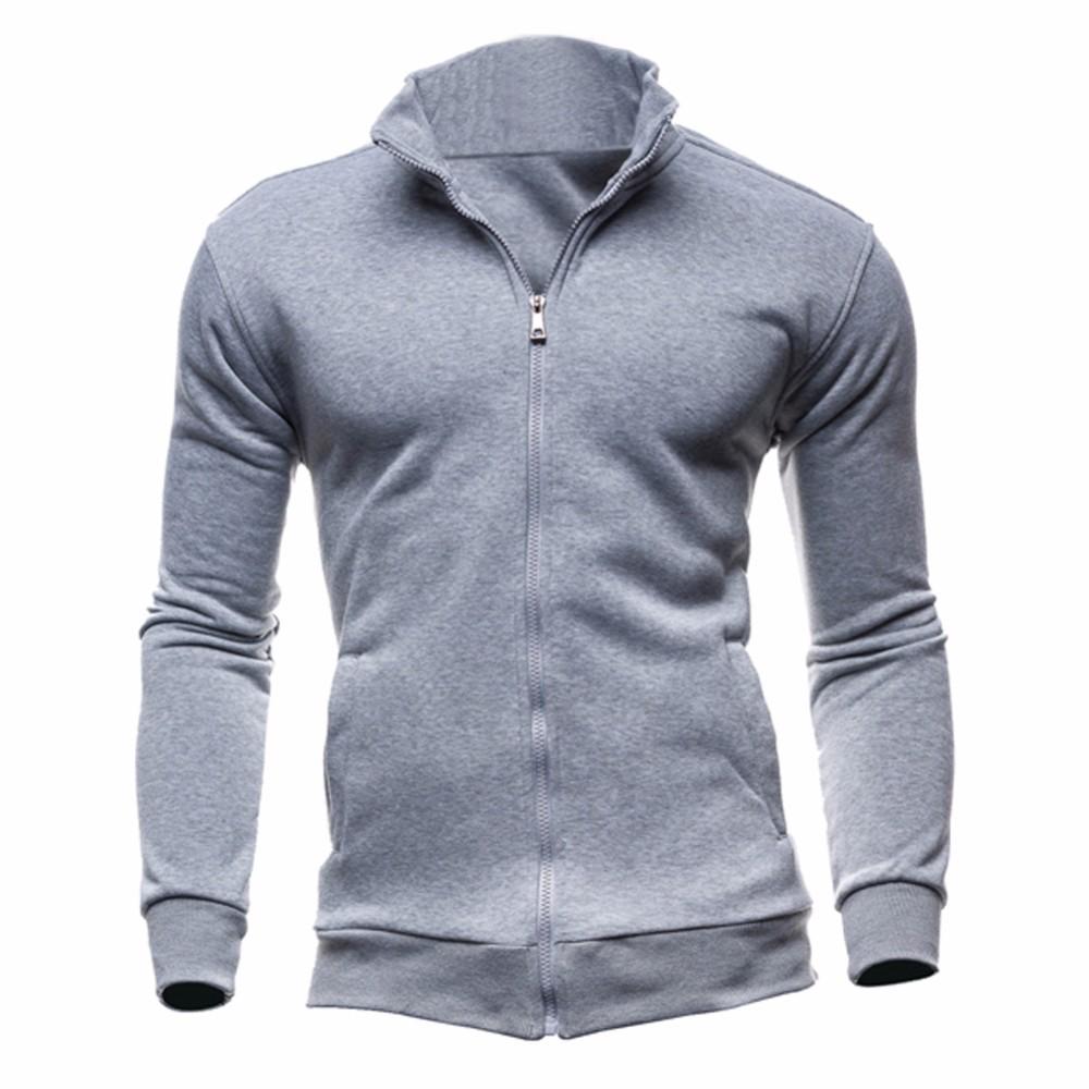 Herbst Herren Casual Einfarbig Reißverschluss Stehkragen Strickjacke