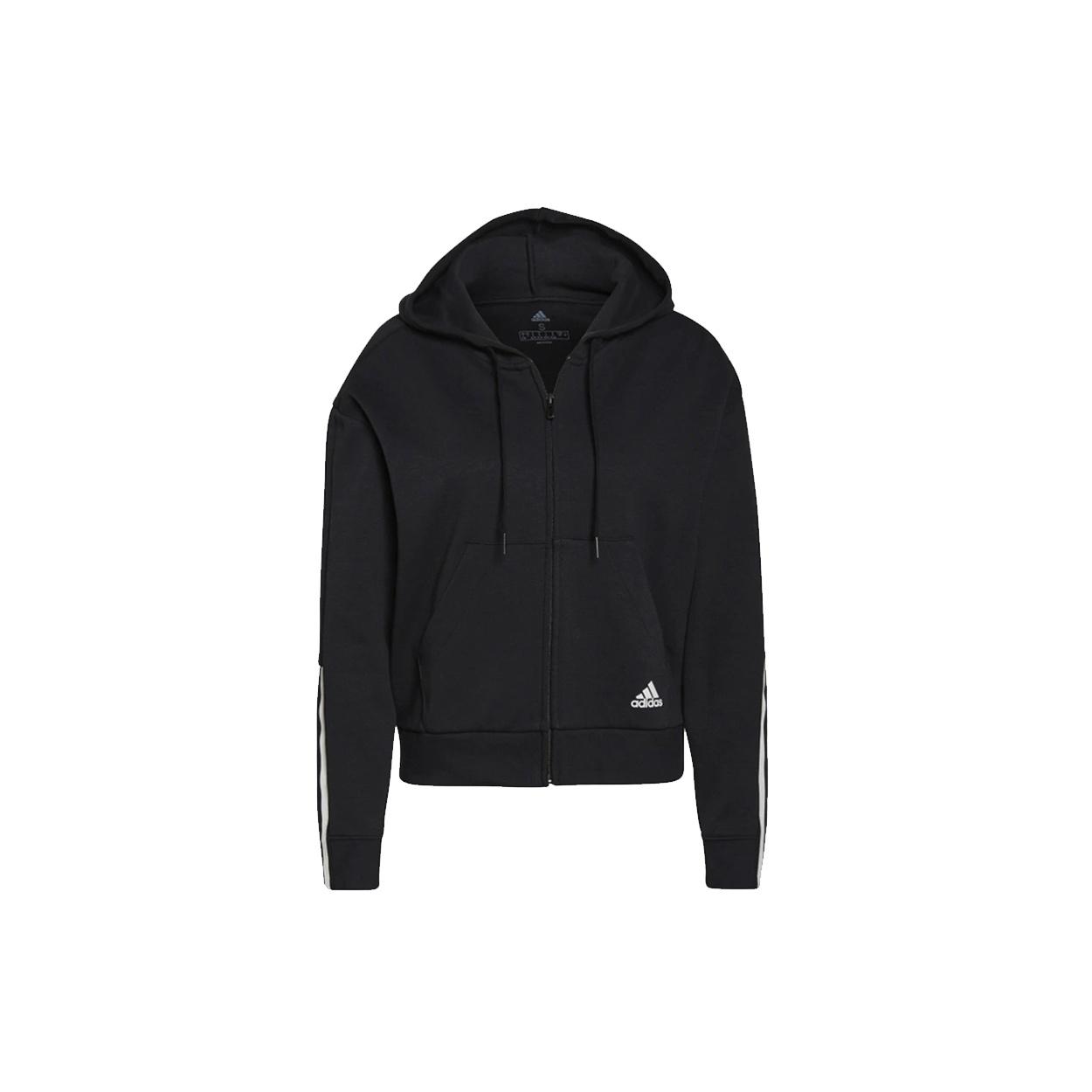(WMNS) adidas Essentials Loose-Cut 3-Stripes Full-Zip Hoodie Asia Sizing Black Women s GS1380 S
