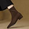 Fashion Autumn Vintage Suede Women Ankle Boots Ladies Concise Pointed Toe Thick Heel Short Botas Zapatos De Mujer