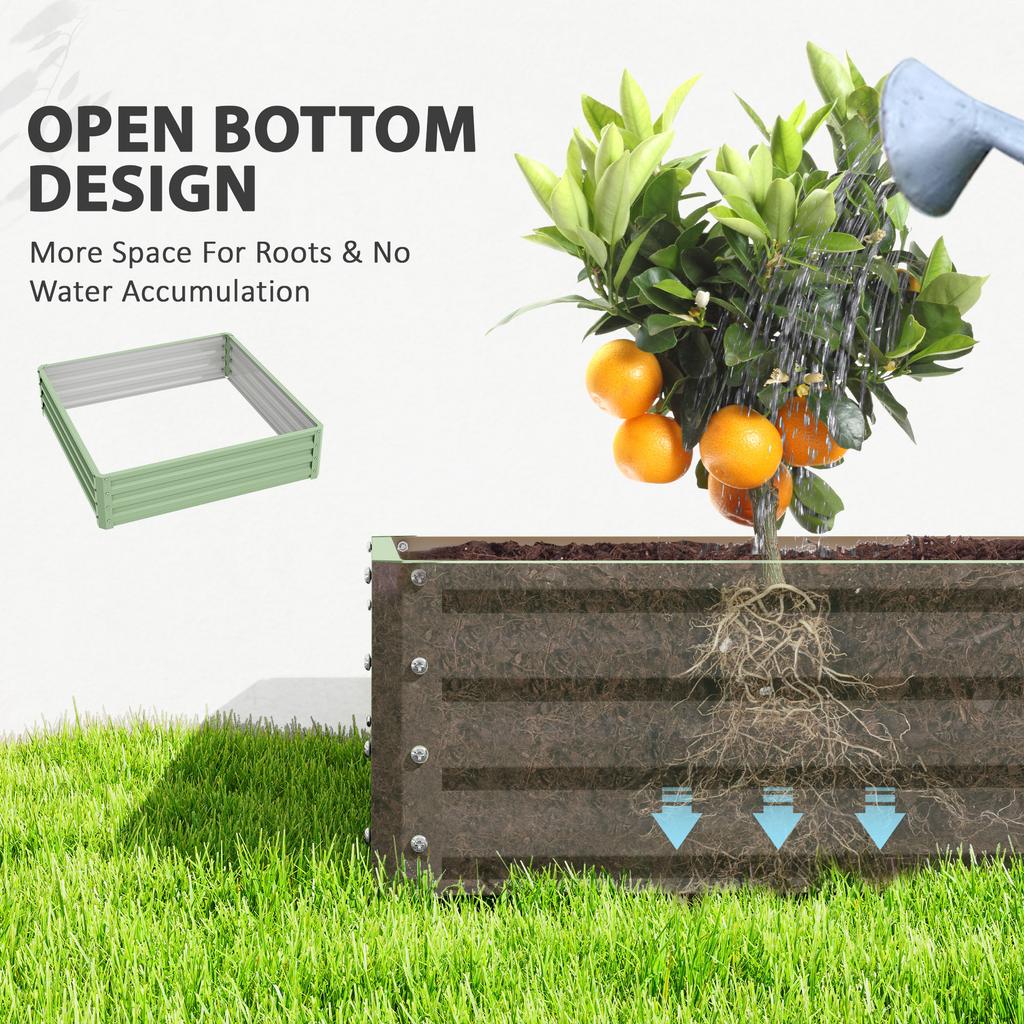 Square Raised Garden Bed Box with Weatherized Steel Frame for Vegetables, Flowers, & Herbs, 120 X 120 X 30cm, Light Green