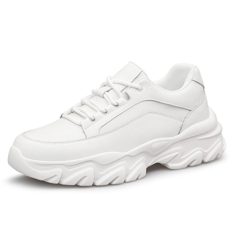 Men Genuine Leather Sneakers Elevator Shoes Invisible Breathable Heightening Shoes 6/8CM Men Casual Sneakers Board Tennis Shoes