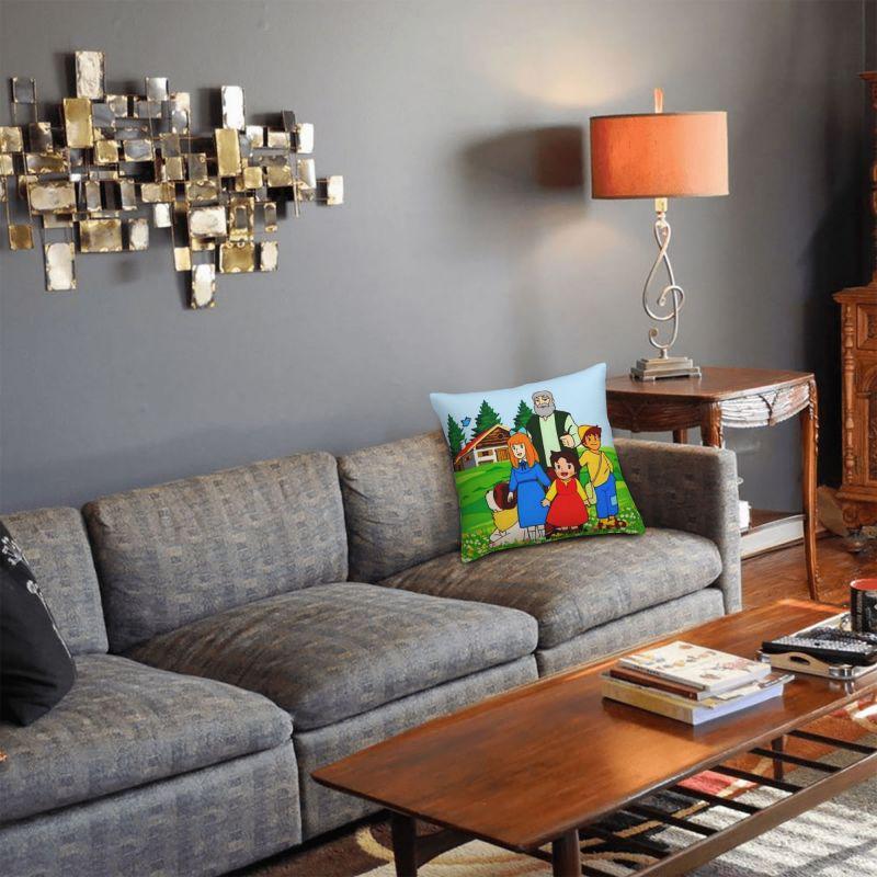 Heidi Peter And Grandpa Family Cushion Cover Soft Alps Mountain Pillow Case Sofa Car Square Pillowcase Living Room Decoration