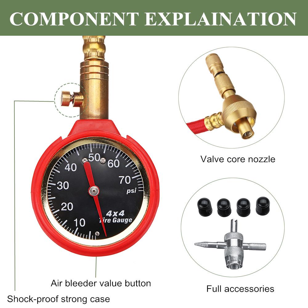 0-70PSI Car Truck Auto Motor Tyre Tire Air Pressure Gauge Dial Meter ...