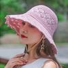 2025 Women's Korean Style Lace Dome Wide Brim Sun Hat - Summer Beach Knitted Sun Protection
