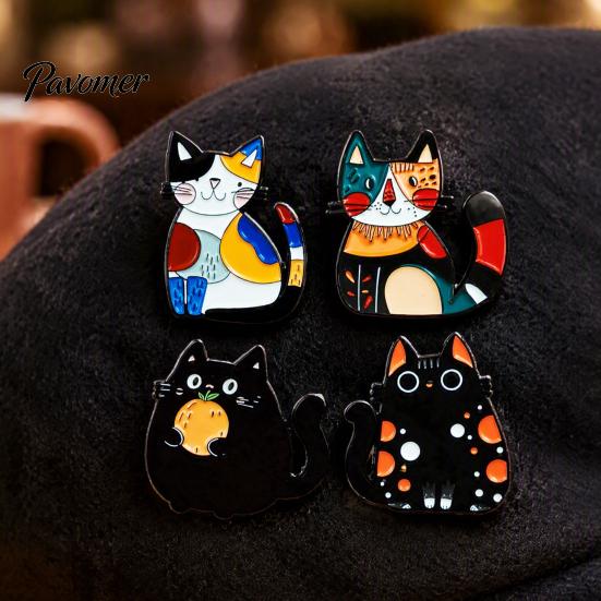 Cat Hat Badge Cartoon Alloy Brooch Pin, Mini Enamel Animal Shape Ornament Clothing Jewelry Accessory for Women Men Decoration Pin