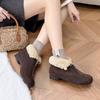 New leather thick low heel thin snow boots women's versatile trend piled thickened wool round head cotton shoes