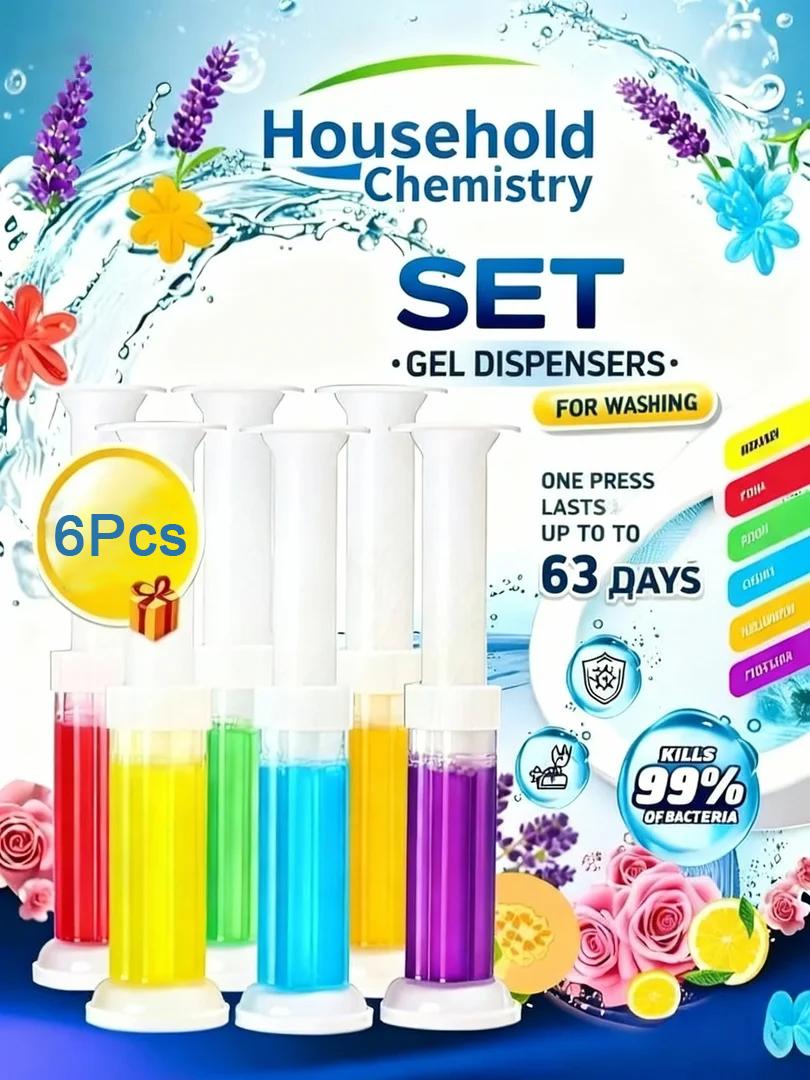 

Гель для автоматического чистящего средства для туалета Flower Aromatic с эффективной дезодорирующей дезинфекцией, стойким ароматом ванной комнаты и инструментами для удаления грязи 6Pcs