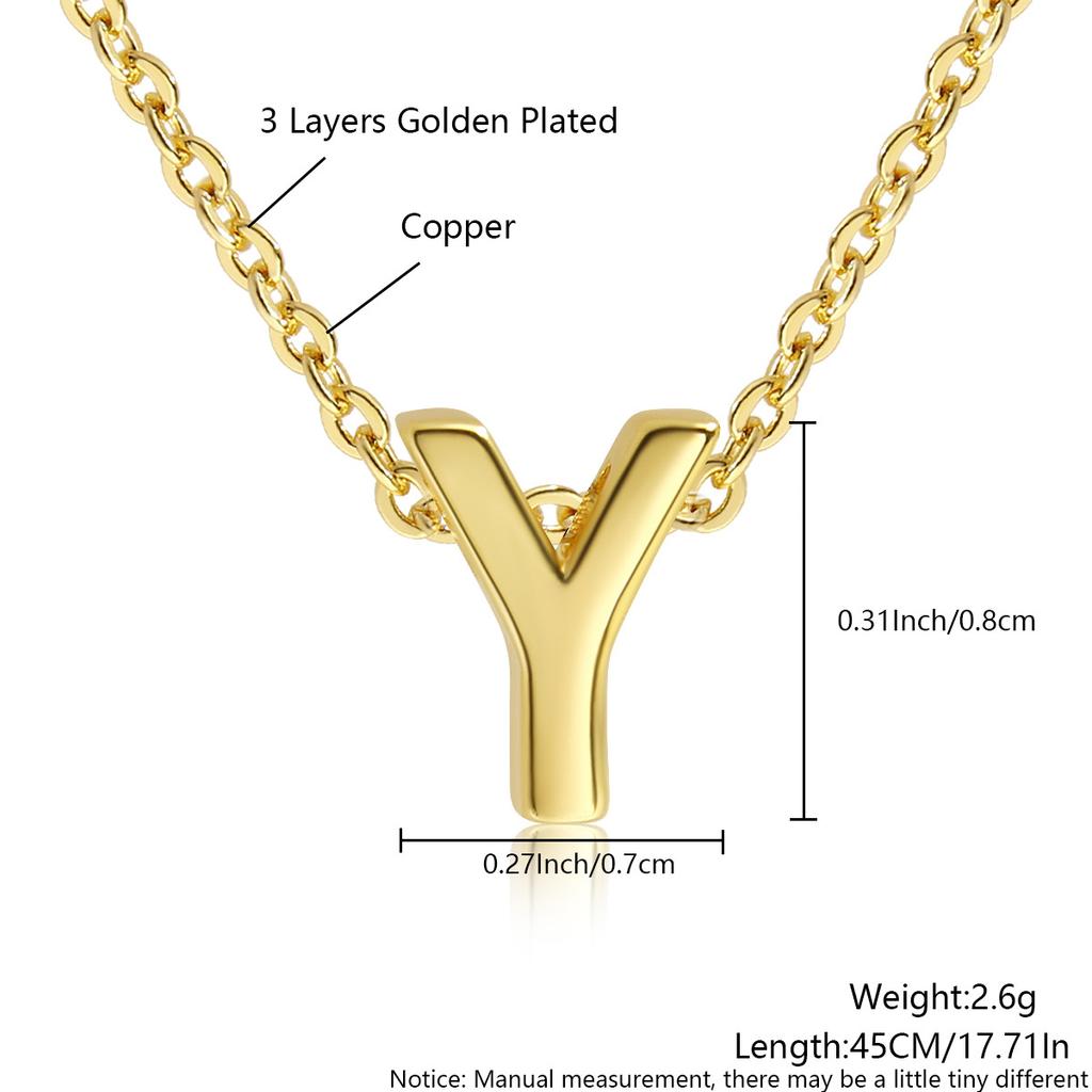 26 Large Capital English Letter Necklace Polished Smooth Hole-Punched Pendant Fine Chain Women's Item
