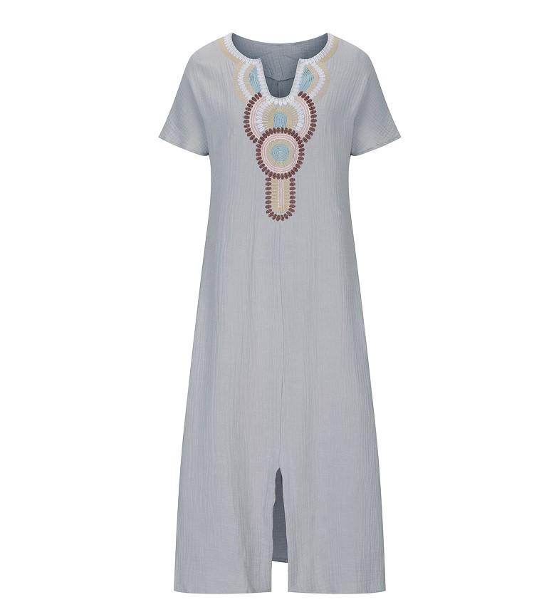

Платье с вышитым разрезом 5XL светло-серый