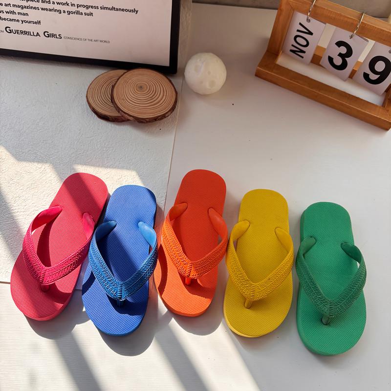 Children Clothing Yulin-001 Boys Summer Kids Flip Flops Girls Thong Sandals Beach Non-Slip Bright Solid Color Casual Outdoor Pool Slides Child Cm
