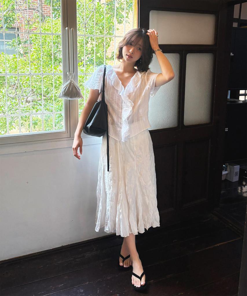 Poeteuseoul Moi Wrinkles Skirt_White