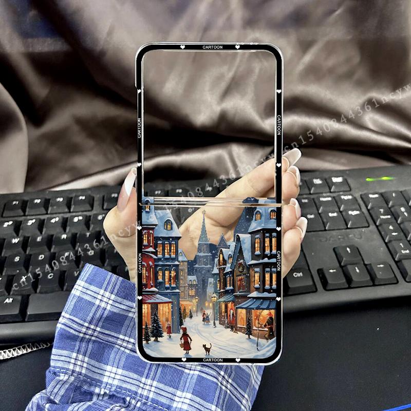

Hot Christmas Beautiful Winter Snow Case for Samsung Galaxy Z Flip 7 6 5 4 3 5G Transparent Hard PC Phone Cover for Z Flip7 Bag Galaxy Z Flip3 5G