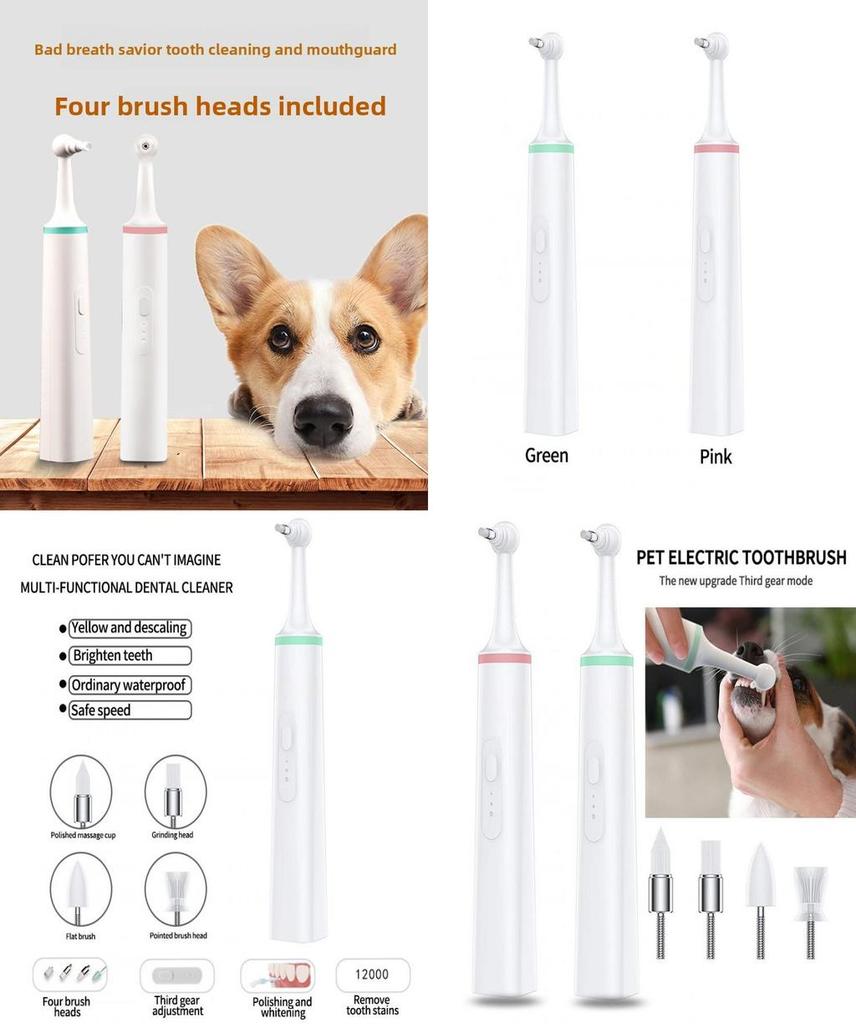 Pet Teeth Cleaning Kit For Dogs With Electric Toothbrush And Tooth Polishers For Fresh Breath