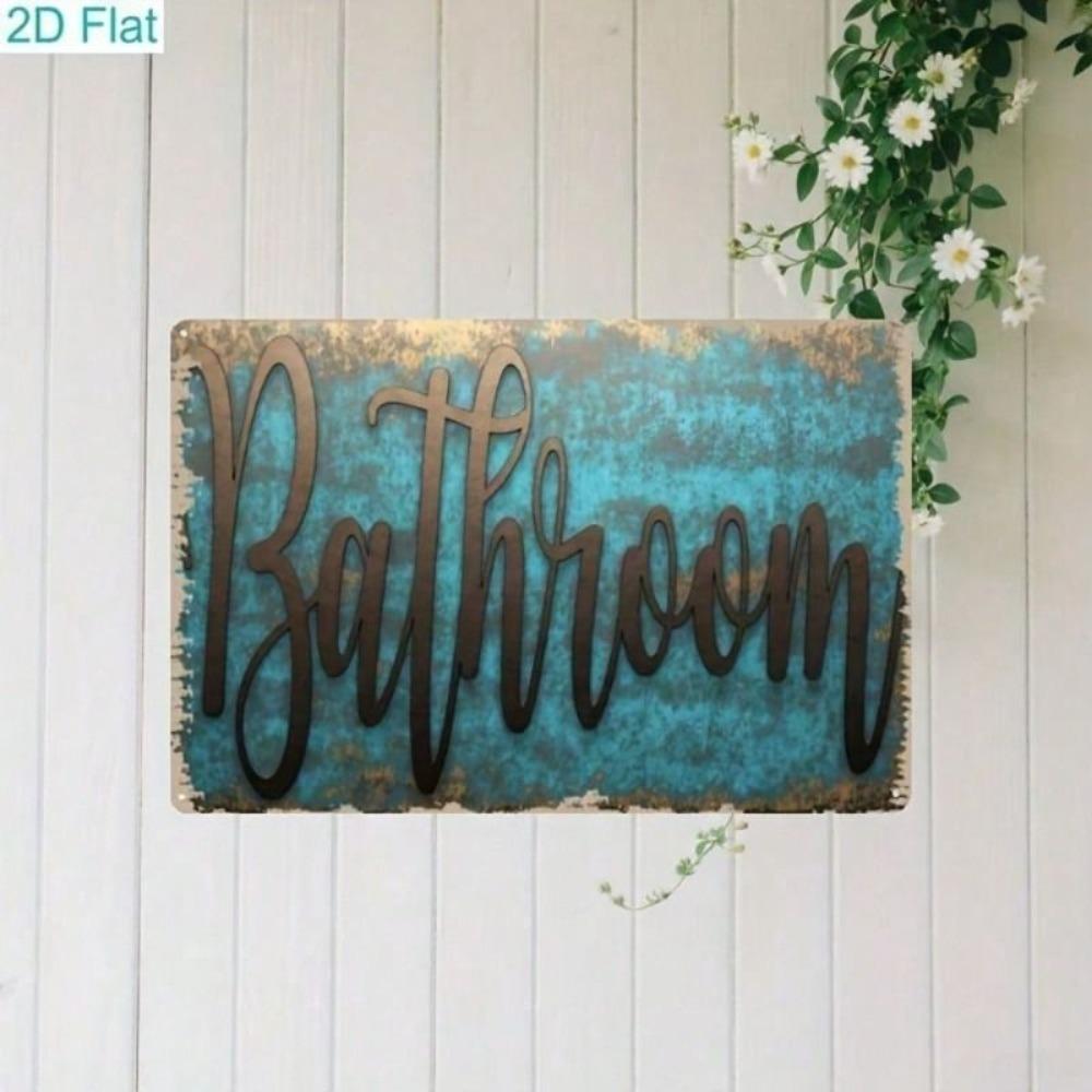 Vintage Rustic Teal Blue Iron Wall Poster 8x12, Farmhouse Bathroom Home Decor