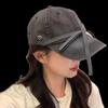 Cowboy baseball cap with bow, adjustable, niche Korean original design duckbill cap, making the face look smaller