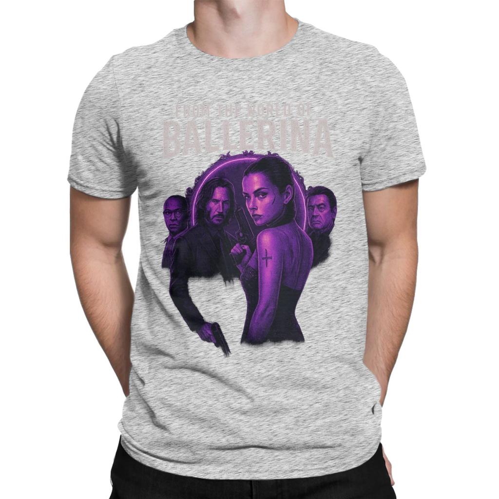 Aus der Welt von John Wick Ballerina 2025 Film T-Shirt Sommer Harajuku T-Shirts Herren 100% Baumwolle Rundhals Große Größen Oberteil T-Shirts Top