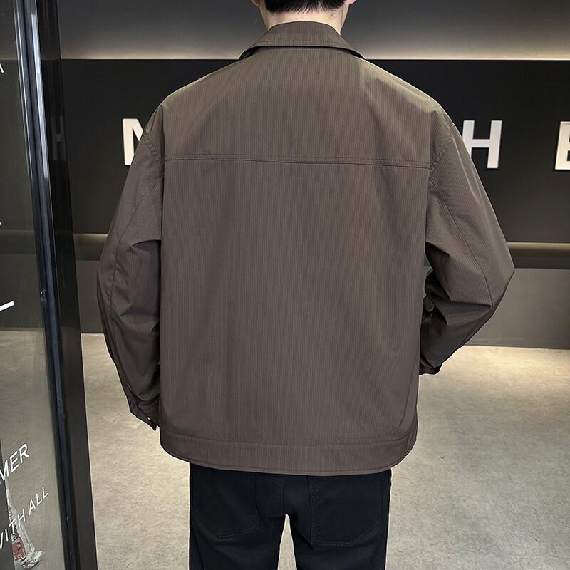 Men'S Coat Spring New Lapel Handsome Tooling Youth Jacket Versatile Fashion Trend Top Handsome