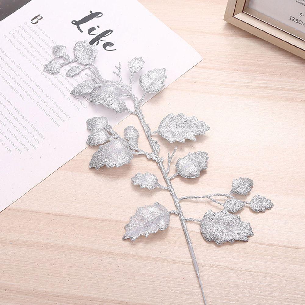 Wedding Home Glitter Glitter Leaves Christmas Tree Decor Artificial Flower Christmas Decorations