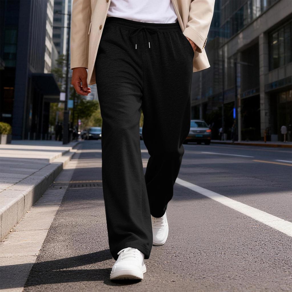 Men's Elastic Waist Drawstring Loose Casual Pants | Comfortable Relaxed-Fit Trousers For Daily & Weekend Wear