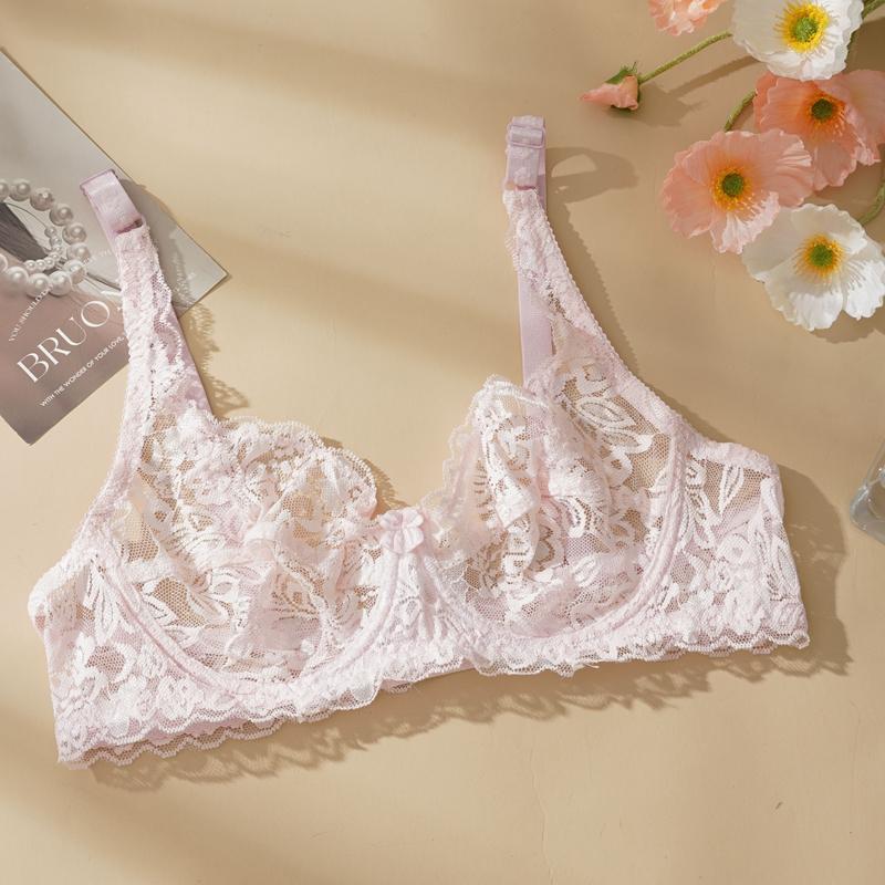 34-40 B/C Cup Plus Size Women Push Up Bra Lace Hollow Out Bralette Underwired Embroidery Lingerie Non-padded Sexy Underwear