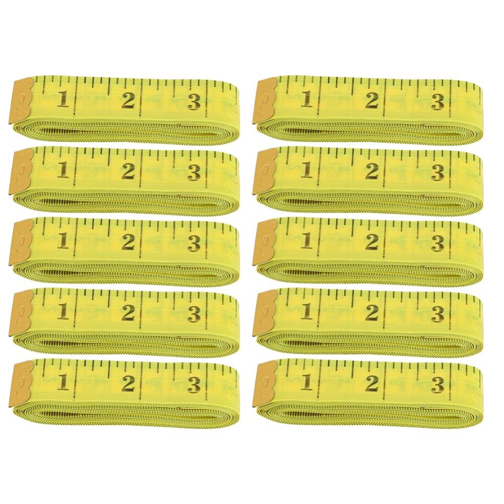 10Pcs Yellow Soft Tape Measure Double Scale Dressmaker Ruler  For Weight Loss