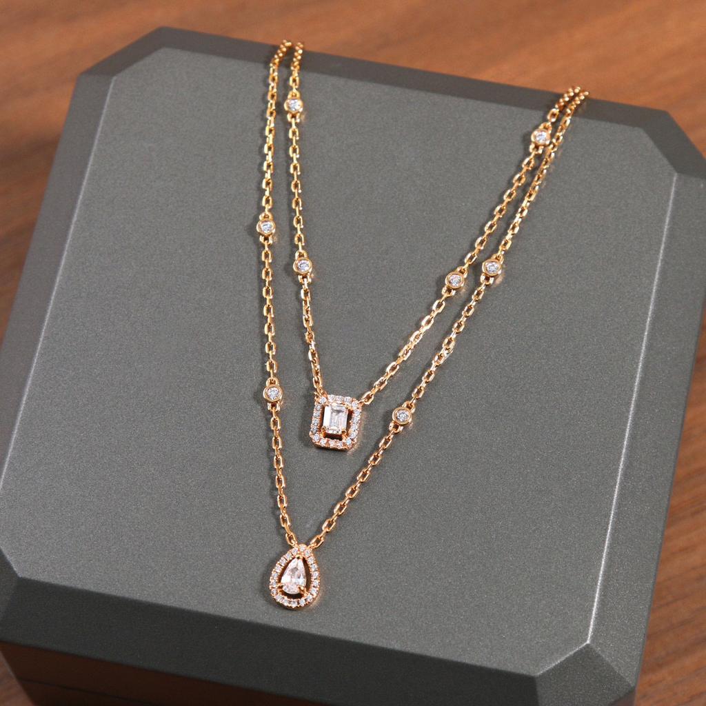 New Hot Brand Vintage Water Drop Necklace Luxury Jewelry For Women Designer Pendant Pure 925 Sliver Lady Party Chain Necklaces