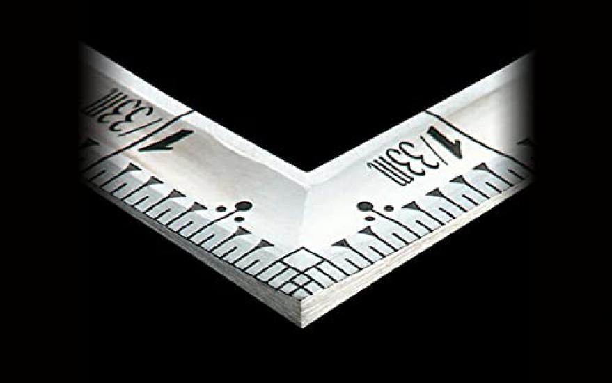 Scală curbată Shinwa Sokutei, Takumi Jingoro, flexibilă, pentru dulgheri, scală unghiulară spate, argintie, 1 Shaku, 6 Sun, 10878