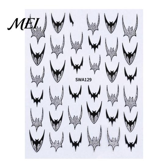 Easy Application Nail Art for Novices Halloween Stickers, Glitter Gothic Bat Decals, Creative DIY Consumables Self-Adhesive Accessories Women