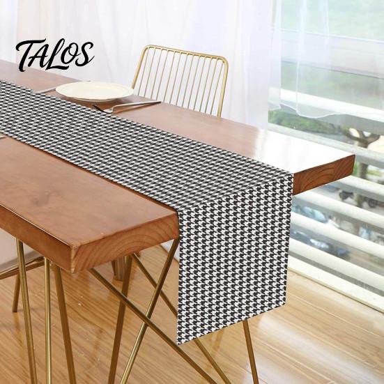 Easy Care Table Decor Modern Geometric Runner, Black And White Checkered Casual Texture Dining Room Accessory 72 Inch Striped Runner for Stylish