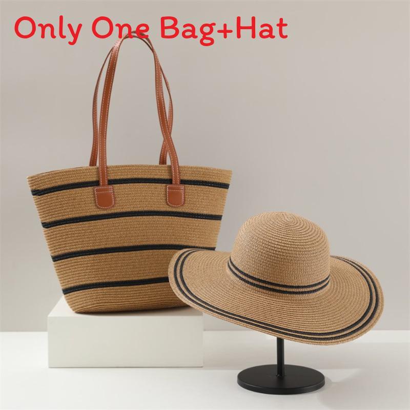 Straw Hat And Bag Set With Sun Protection For Outdoor Travel Casual Summer Adults