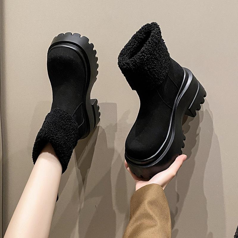 Women's Soft Elastic Winter Warm Cold Padded Snow Boots Thick-soled Non-slip Wear-resistant Outdoor Leisure Sports Cotton Boots