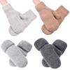 Cashmere-Like All Fingers Mittens Solid Color Fur Knitted Gloves Winter Gloves  Women Girl