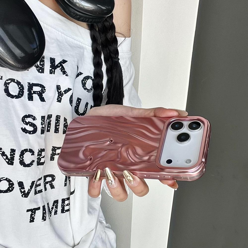 Luxury Crumpled Texture Plating Phone Case For iPhone 17Air 17 16E 15 14Plus 13 12 11 Pro Max Solid Color Matte Protective Cover
