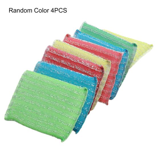 

4 шт. моющаяся чистящая губка, легко чистящаяся, случайный цвет, сильное обеззараживающее средство для мытья посуды для ежедневного использования 4pcs