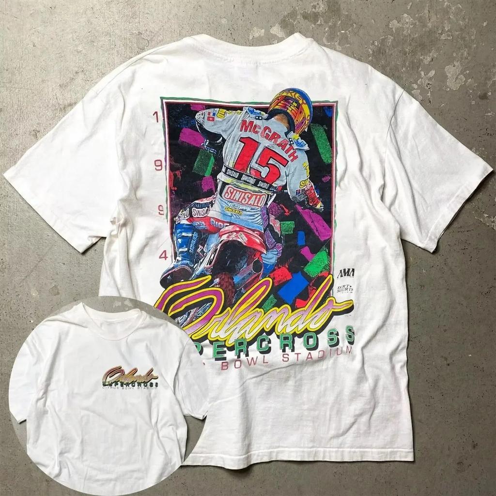Vintage 1994 Orlando Supercross Classic Bavlněné Pánské Dámské Letní Bavlněné Tričko Topy Volný Módní Streetwear