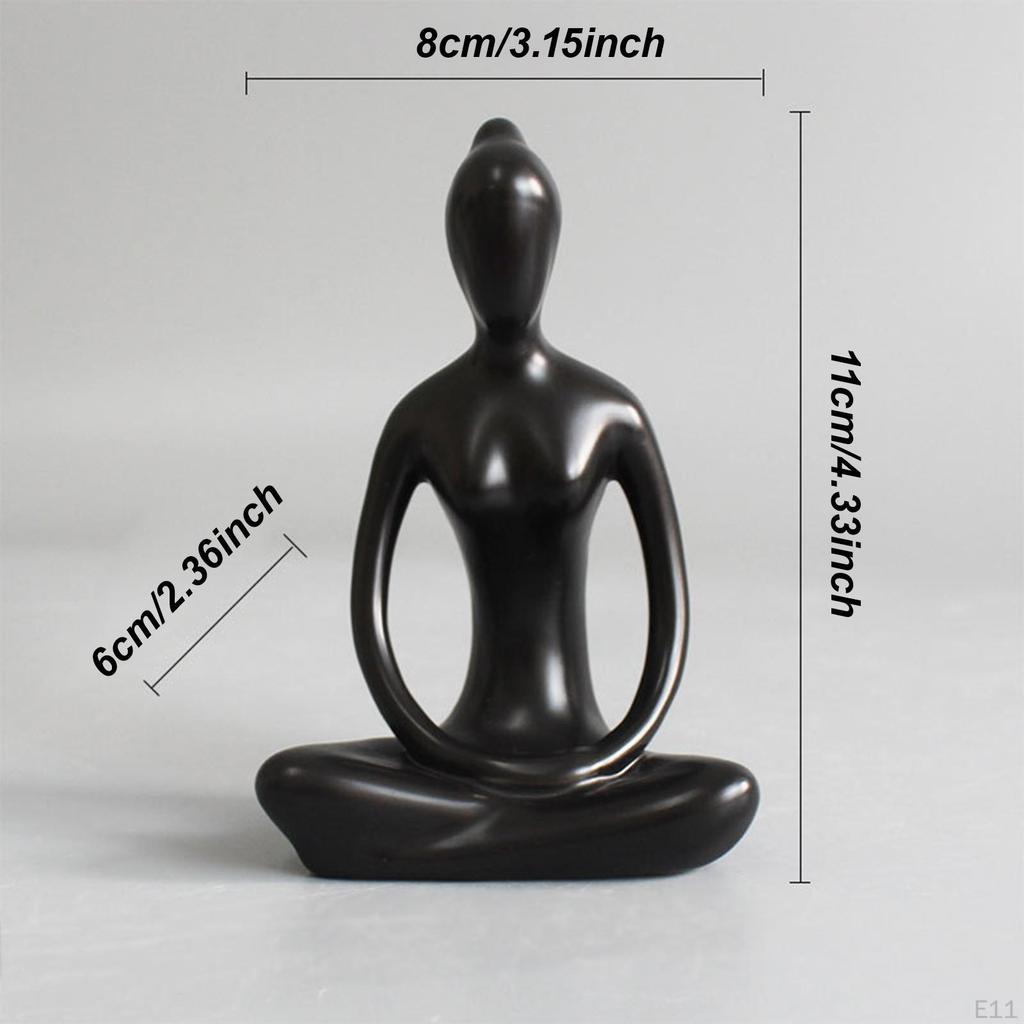 Ceramic Statue Art Sculpture Decor Small Figurine Meditation for Cabinet Desktop Shelf