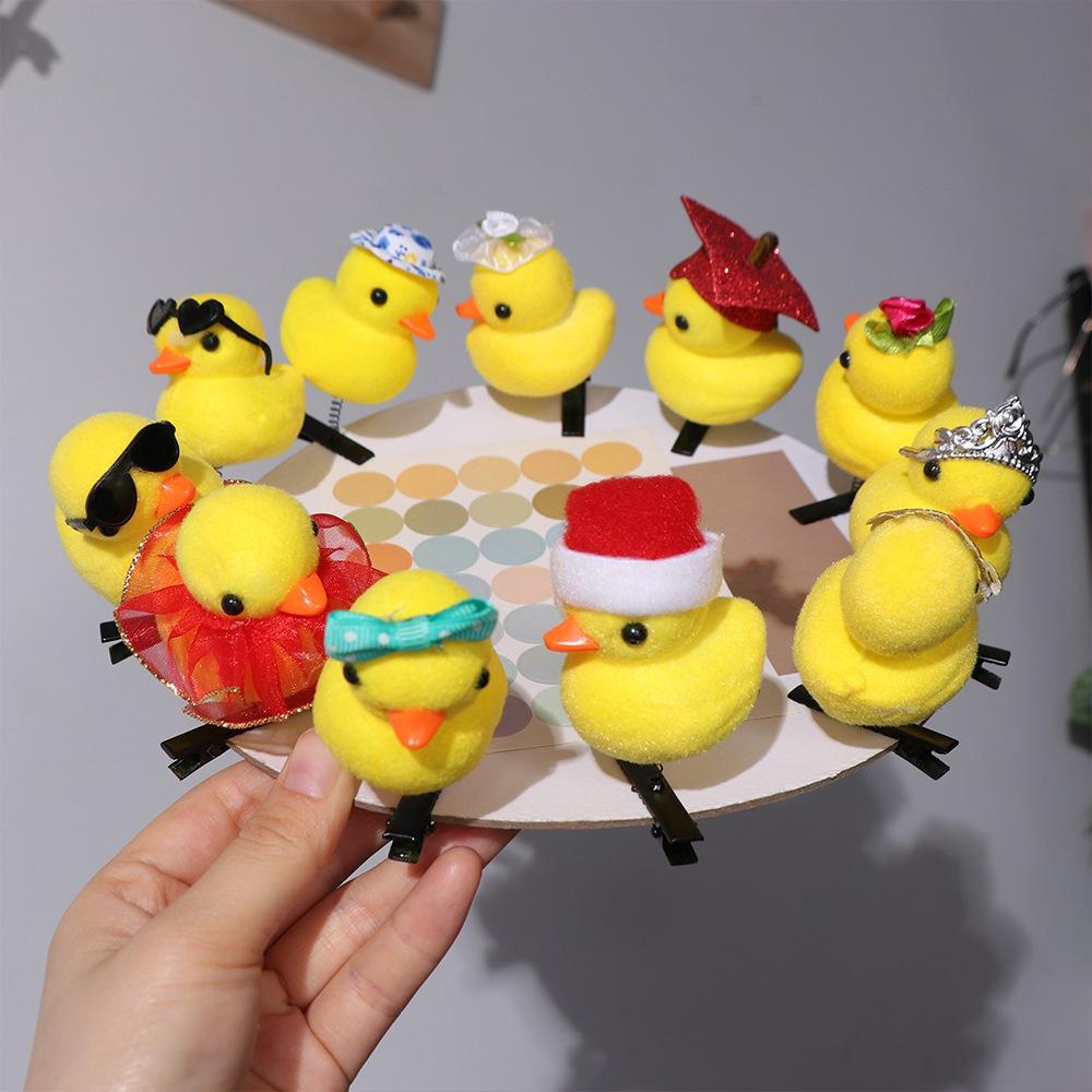 Creative Flower Duck Hair Clips Plush Bowknot Chicken Side Barrettes Funny Animal Cartoon Duckbill Clips Girls/Ladies