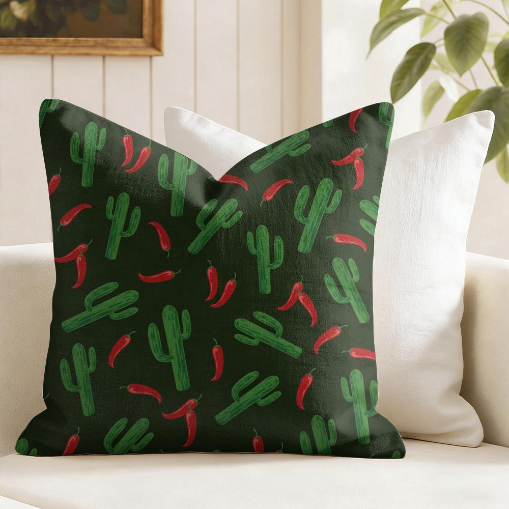 Cactus Pattern Cushion Cover Natural Linen Pillow Cover DoubleSided Print Cushion Cover for Sofa Home Decor