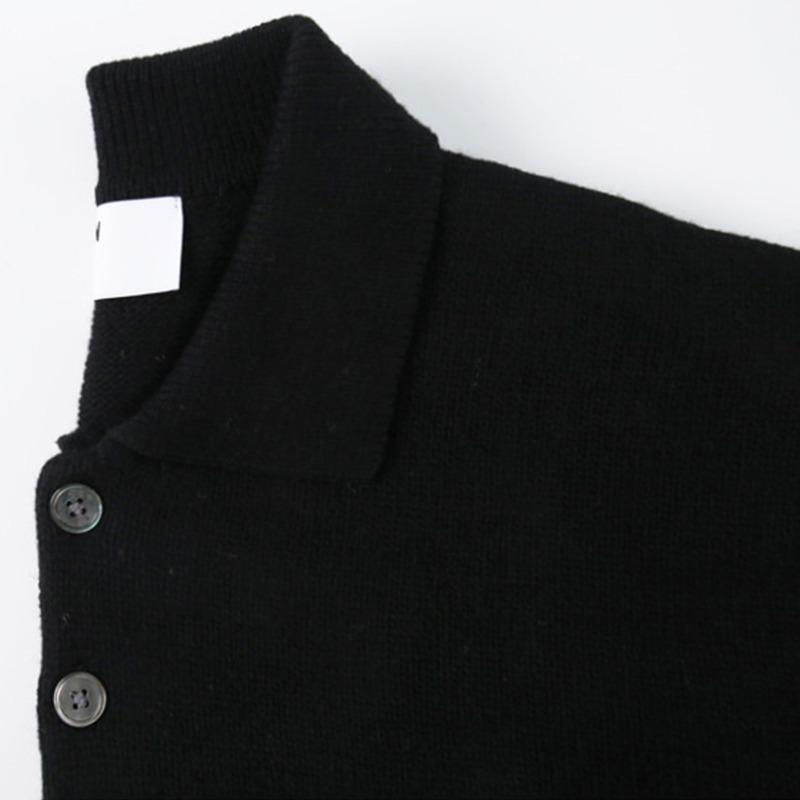 Men's Casual Loose Fit Polo Collar Knit Sweater - Autumn Solid Color Korean Hong Kong Style