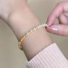 18k Gold-Plated Luxury Frosted Freshwater Pearl Bracelet - Versatile Fashion Jewelry.