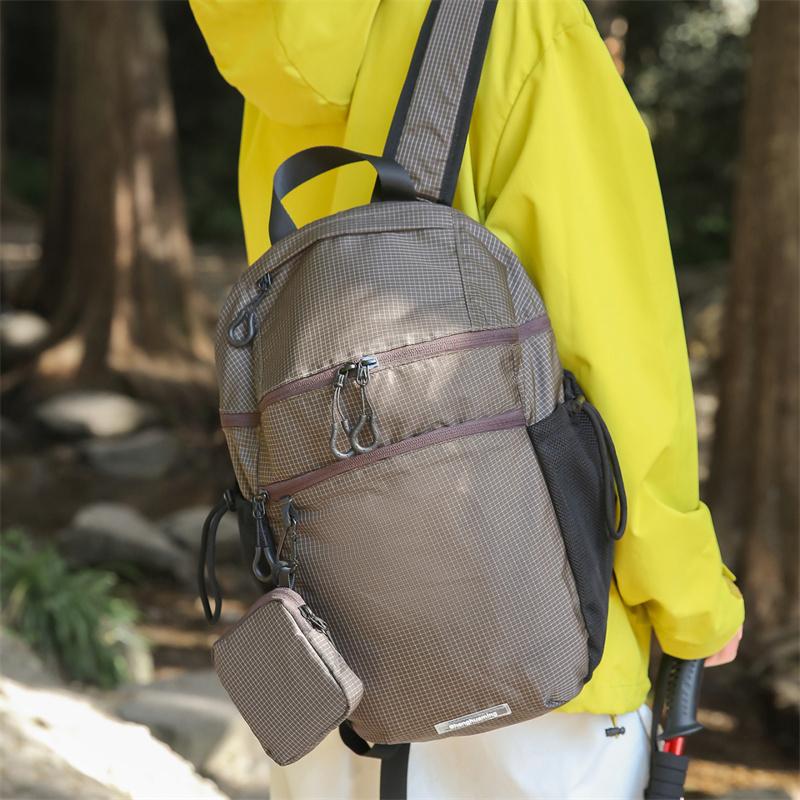 Outdoor Lightweight Travel Bag Unisex Sports Cycling Bag Solid Color Water-Repellent Backpack with Coin Purse