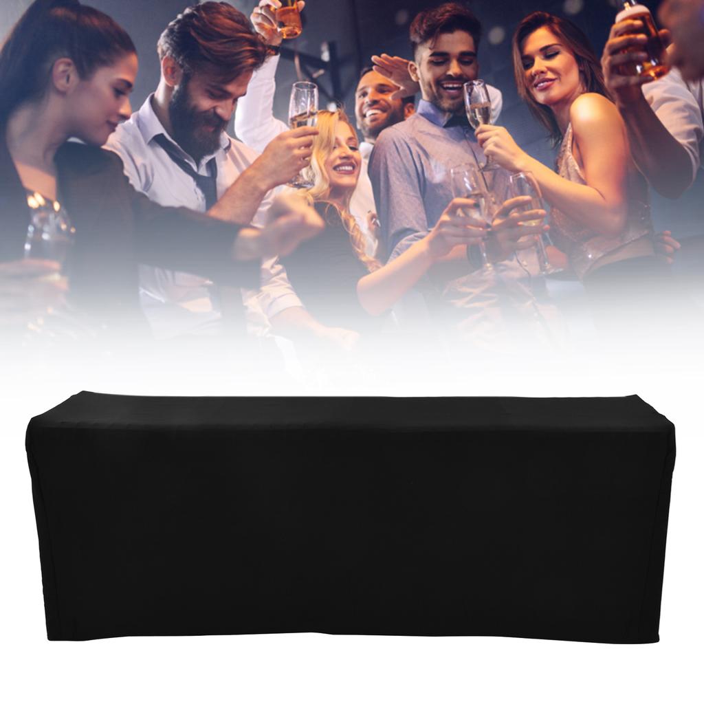 Table Cover Rectangular Wrinkle Resistant Washable Universal Black Stretch Tablecloth for Wedding Pa
