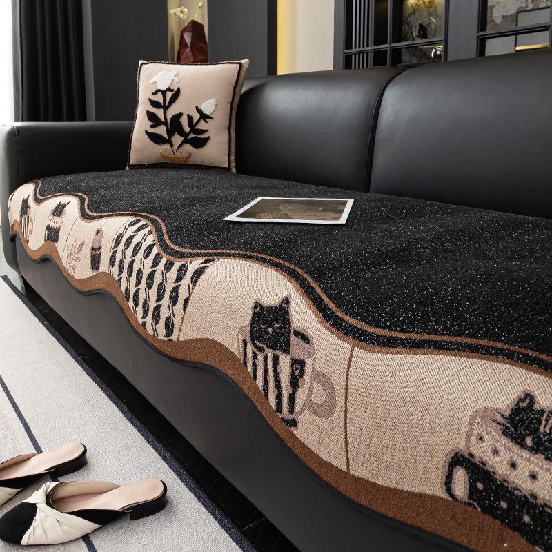 

Light luxury high-end chenille special-shaped irregular sofa cushion universal in all seasons, one-piece non-slip cover towel 90*70