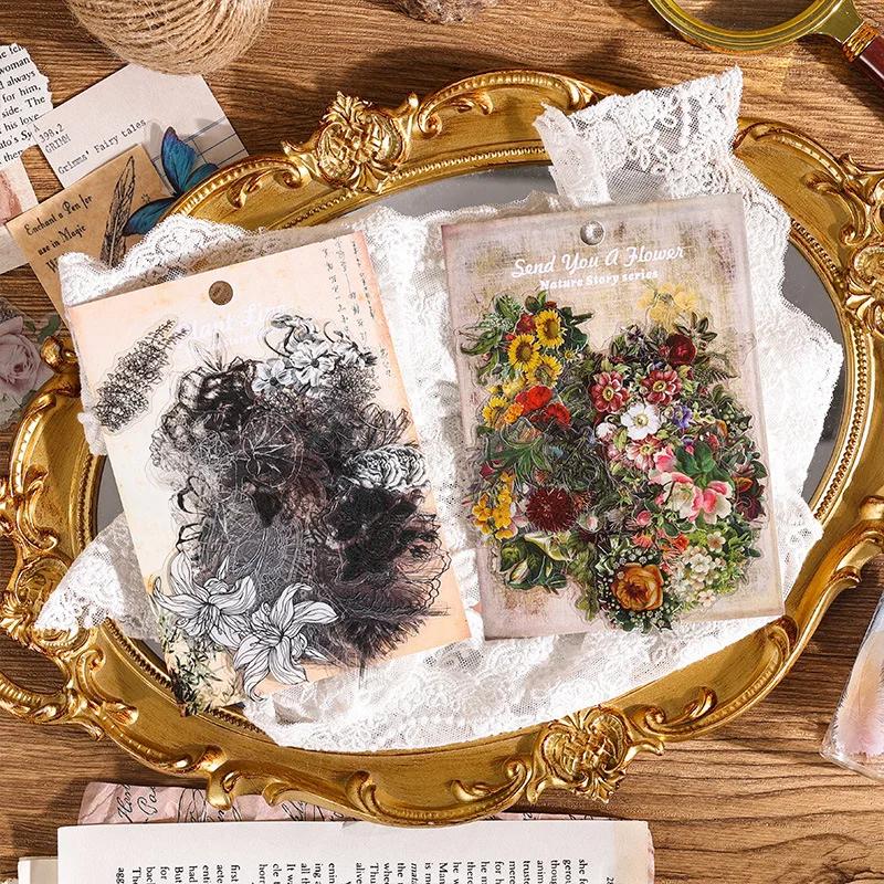 60pcs/pack PET Sticker DIY Scrapbooking Materials Decor Photo Album Collage Stationary Floral Butterfly Stickers