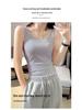 Spring/Summer Women's White Cotton Racerback Tank Top - Sleeveless Camisole Knitted Base Layer