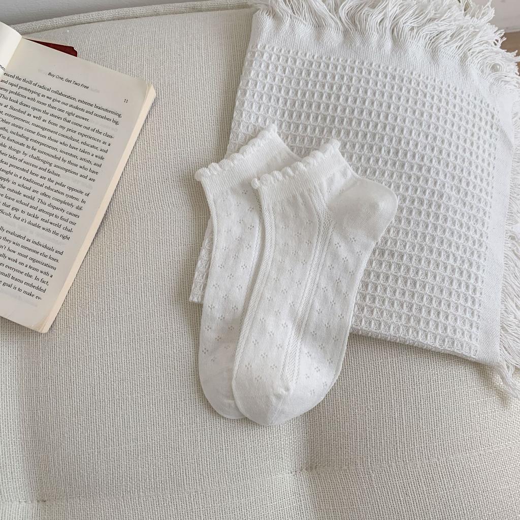Small White Socks, Thin Socks, Hollow Mesh Socks, Breathable And Sweat-Absorbing Cotton Socks, Summer Versatile Boat Socks